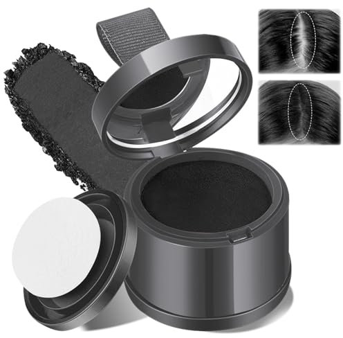 Lomdung Polvere per Capelli Specchio e Piumino da Cipria, Volumizzante e Riempimento per Diradamento - Nero