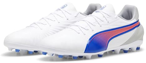 PUMA King Match MG - Tenis para Hombre, Puma Blanco Bluemazing Flat Gris Claro, 43 EU