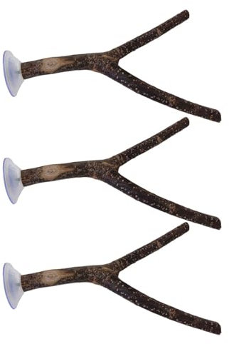 Pocoiau 3 x Vogel-Sitzstangen mit Saugnapf für Fenster, Papageien, Duschstangen, Ständer für kleine bis mittelgroße Papageien