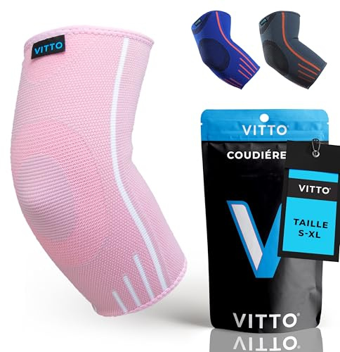 VITTO Coudiere Tendinite - Coudiere Epicondylite Coude, Compression, S | Tendinite Coude - Coudière Musculation et Attelle Coude à Compression pour Tennis Elbow, Maintien et Protection au Quotidien