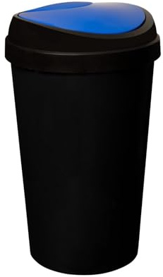 SPECTRAPLAST® 50L Top Touch Kitchen Bin Large Indoor Rubbish Bin with Coloured Lids (Black, Blue, Red, Silver, Green, Yellow) – Hands-Free Waste Disposal for Kitchen, Home, Office & Recycling (BLUE)
