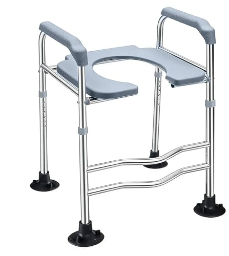 Asiento Elevado para Inodoro con Asas, Elevador de Inodoro para Personas Mayores, Altura Ajustable, Compatible con Cualquier Inodoro, Asiento Acolchado Cómodo hasta 140 kg (Cojín de asiento estándar)