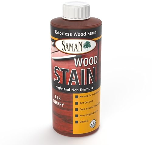 SamaN Interior Water Based Wood Stain - Natural Stain for Furniture, Moldings, Wood Paneling, Cabinets (Cherry TEW-113-12, 12 oz)