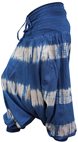 SHOPOHOLIC FASHION batikfärgade haremsbyxor, färgglada yoga boho säckiga byxor hippie kläder