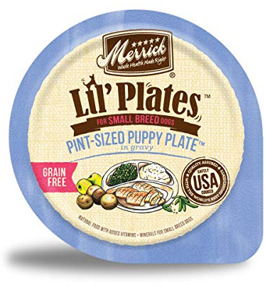 Merrick Lil’ Plates Grain Free Natural Wet Dog Food For Small Breed Puppies, Pint-Sized Puppy Plate In Gravy - (Pack of 12) 3.5 oz. Tubs