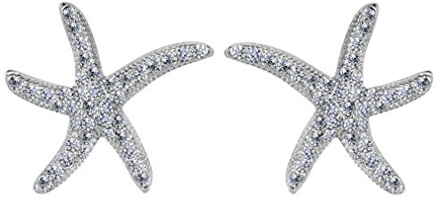YAZILIND 925 Sterling Silber Seestern Zirkonia Ohrstecker