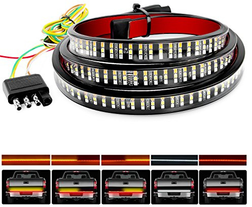 Nilight TR-03 60 Triple 504 LEDs Truck Tailgate Side Bed Light Bar Strip Sequential Amber Brake Running Turn Signal Red/White Reverse