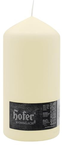 Hofer Candele Grandi Avorio a Colonna - 10 x 20 cm - 1 Candela Decorative Cilindriche - Lunga Durata di 110 Ore - Cera Antigoccia, No Fumo - Non Profumate - Qualità RAL