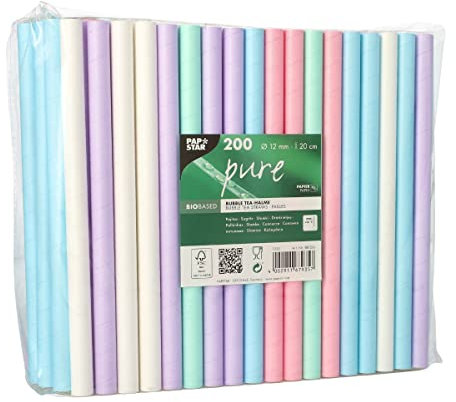 Papstar 88024 - Cannucce di carta, Ø 12 mm, 20 cm, colori assortiti