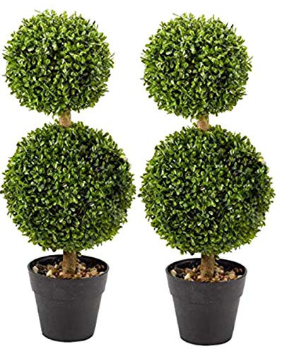 garden mile Topiary Bola de árbol de boj para jardín, plantas sintéticas, macetas de doble bobble, plantas artificiales, plantas artificiales artísticas de corte de bola redonda, arbustos de