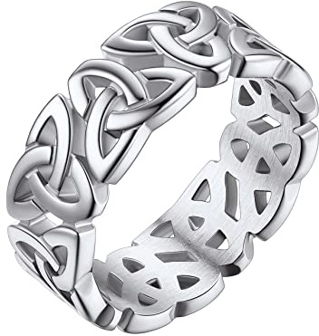 Bestyle Anillo Triqueta Celta Nudo Anillo de Compromiso Hombre Plata Anillos de Boda Anillo Acero Hombre Talla 30