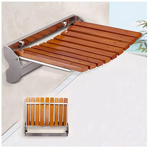 Duschklappsitz holz, Duschsitz klappbar wandmontage duschhocker klappbar Klappsitz Dusche bis 200kg Badestuhl Duschhocker-Badhocker Hocker Duschstuhl für Senioren Ki(Size:376X137X303mm,Color:Mahagoni)