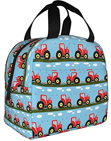 XVBCDFG Bolsas de almuerzo con estampado de tractor de juguete para hombres y mujeres, fiambreras reutilizables aisladas, pequeñas bolsas de almuerzo Bento,
