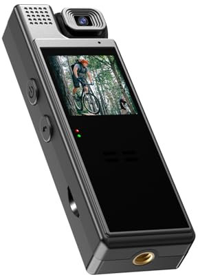 Andoer Mini caméra corporelle 4K Body Cam avec objectif 180°, caméra vidéo WiFi avec écran TFT de 1,3 pouces, détection de mouvement de vision nocturne pour enregistrement/service/livraison/conférence