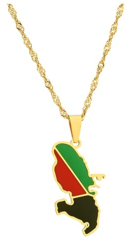 tuwiwol Collier Pendentif Carte de Martinique élégant, respectueux de l'environnement et délicat, en Acier Inoxydable, délicat et élégant, Or