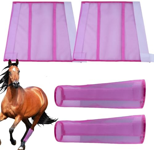 4 di protezione per zampe di cavallo, stivali contro mosche per set di 4 stivali contro mosche per stivali contro mosche | Leggins Cavallo Riutilizzabili, Stivali contro le