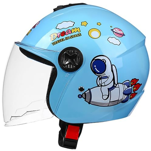 Retro 3/4 Motorrad-Halbhelm Für Kinder Mit Visier, DOT-Geprüfter Kleinkind-Vintage-Helm Für Elektroroller, Go-Kart, Dirtbike, ATV, Jugend-Moped-Fahrradhelm Für 2–14 Jahre D,46-52cm