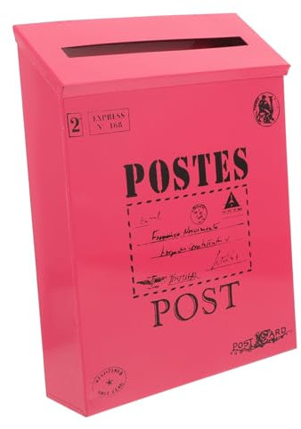 HOMSFOU Buzón de hierro de estilo retro para montar en la pared, duradero, para exteriores, para el hogar, jardín, seguro, con cerradura, fácil instalación, diseño americano