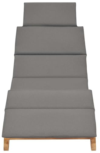 Gecheer Lettino prendisole, lettino pieghevole con cuscino grigio scuro in teak per giardino