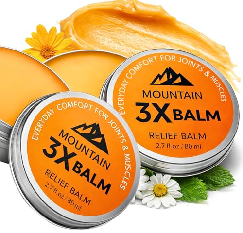 2PC Mountain 3X Pain Relief Balm, Ner-veReliefCream, Pain Relief Cream with Organic Arnica & Cam - phor - Soothing Cream for Knee, Foot, Back & Joint Relief - Fast Absorbing, Non-Greasy Formula