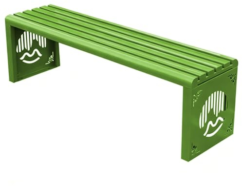Banc de Jardin Extérieur 2-3 Places Robuste en Acier Galvanisé Banquette Exterieur Charge 400kg Banc Public Résistant Aux Intempéries pour Parc École Terrasse Vestiaire(Medium Green,150cm(59.06in))