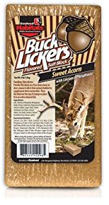 EVOLVED HABITATS Buck Lickers Sweet Acorn Salt Block 4 Lbs Mineral Deer Attractant - Ready & Easy to Use Time-Release All Year-Round Food Supplement for Deer, Elk & Moose
