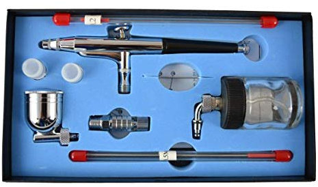 Airbrush-Pistole für AIRBRUSH KOMPRESSOR SET UNIVERSAL-AIRBRUSH-PISTOLE DOUBLE-ACTION 134s inkl. 0,2/0,3/0,5-Düsen+Nadeln, OPTIMAL zur Entfaltung kreativer Möglichkeiten und Kennenlernen