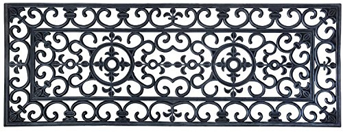 EHC Extra Large Victorian Wrought Iron Effect Outoor Or Indoor Non Slip Rubber Door Mat - 120cm x 45cm