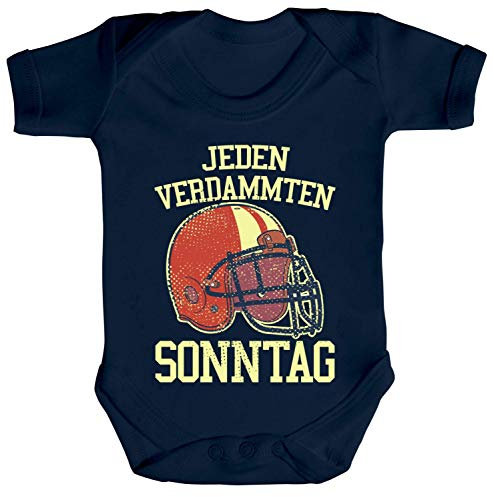 ShirtStreet American Football Gruppen Fan Strampler Bio Baumwoll Baby Body kurzarm Jungen Mädchen Jeden verdammten Sonntag 2, Größe: 3-6 Monate,Nautical Navy