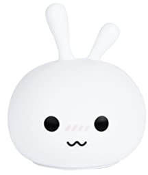 WE WeKids Lampe de Chevet pour Enfant/Bébé - Veilleuse Lapin Nomade à Motifs étoilés sans Fil 3 Couleurs 3 Effets Réglable LED - Rechargeable - Blanc