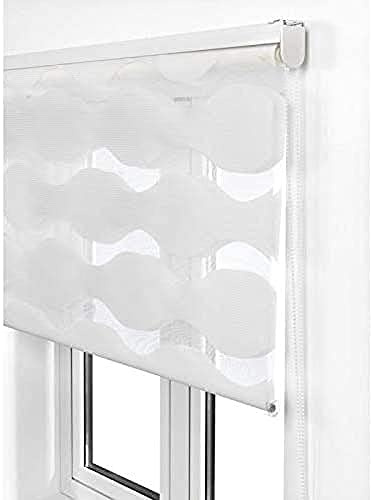 Estoralis JEOR | Estor Enrollable Noche y Dia Diseño Moderno | Doble Tejido | Color Blanco | 145 x 180 cm (Ancho/Alto) Tamaño Tela 142 x 175 cm | Estores para Ventanas y Puertas
