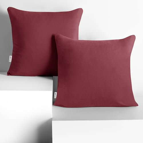 DecoKing 2 Kissenbezüge 50x50 cm Jersey 100% gekämmte Baumwolle Reißverschluss Altrosa Amber