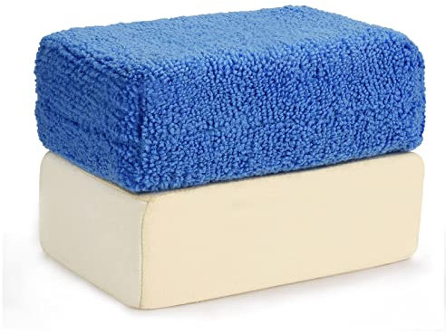 Noosverl Chamois Demister Pad Car Demister Pad Car Sponge Chamois Leathers Microfibre Cloth, for Windscreen Mirrors and Windows Fog Remover Car Cleaning Kit (2pcs-Blue and Beige)