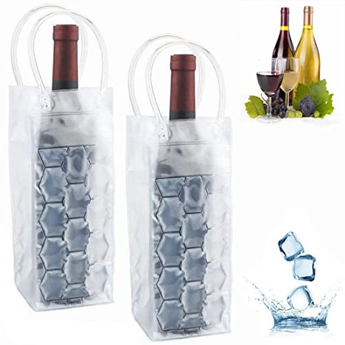 Eisweinbeutel, Weinkühler, Weinkühler Kühlschrank, Weinkühlschrank, Weinflaschenkühler für Rot-Weiß-Champagner oder Sparkling.Gel-Kühlhalter Freistehender Träger Kühlen Set 2