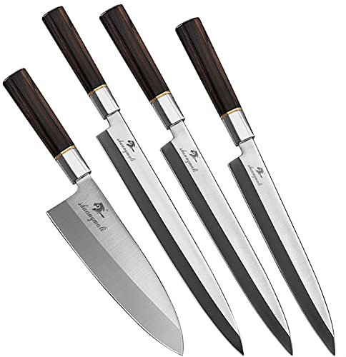 Conjunto de combinación de filetear salmón 5CR15 CHEF DE ACERO CUCHILLO DE SUSHI CONJUNTO DE CUCHILLOS DE CORTE DE DEBA DE DEBA DE DEBA CON CUCHILLO DE COCINA DE MADERA (Color : Sashimi Deba)