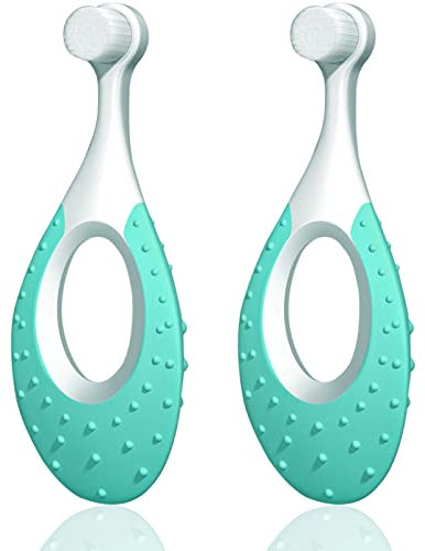 Baby Zahnbürste Super Weich Nano mit Zungenreiniger - Ab 6 bis 18 Monate, 2 Packung in Blau