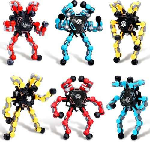 6pcs Transformable Fidget Spinner Toy, Funny DIY Fingertip Spin Top Toys, Hand Finger Spinner Creative Fingertip Mechanical Gyro for Kids Adults, All Ages Sensory Fidget Toys