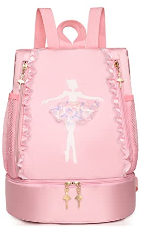 Yitengteng Ballet Dance Backpack with Separate Shoe Compartment,Little Girls Ballerina Bag for Dance Toddler Bag Gymnastics Latin Dance Yoga Tap Dance Jazz Storage Bag (Pink)