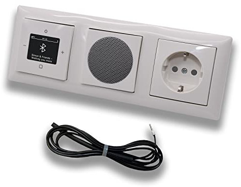 Busch Jäger DAB+ Unterputz Bluetooth Radio 8217U-101 Balance Si alpinweiß Komplett-Set + Lautsprecher + SCHUKO Steckdose mit Kinderschutz 20 EUCB-914 + 0,9 m EBROM Wurfantenne zur Empfangsoptimierung