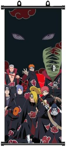 ZPPLD Cuadro Enrollable de Naruto - Póster Grande de Anime Akatsuki - Figura de Anime, Videojuego, Manga - Decoración de Pared en Tela - 70 x 30 cm