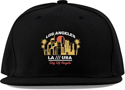 Maikomanija Los Angeles LA City of Angels USA California Baumwolle Flaches Visier Fullcap Baseball Cap Trucker Hat Unisex Sport Atmungsaktiv, Schwarz , One size