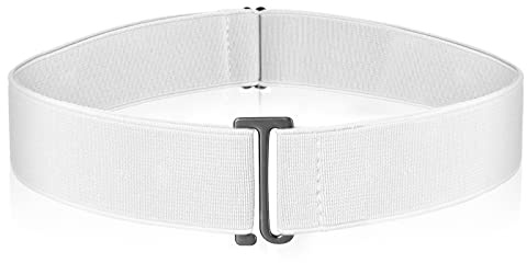 Cobee Unsichtbarer Damengürtel, verstellbarer elastischer Gürtel mit flacher Schnalle, kein sichtbarer Taillengürtel für Jeans, Hosen, Kleider (Weiss)