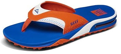 Reef Fanning Pregame Tongs avec décapsuleur pour homme, soutien de la voûte plantaire, semelle extérieure durable, résistante à l'eau, orange/bleu, 44 EU