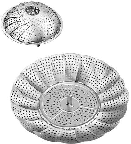 Edelstahl Gemüse Dampfer,2 PCS Lotus Faltdampfer Korb Gemüse Dampfer Korb Edelstahl Faltbar Gemüse Dampfer Nahrungsmitteldampfer Korb Dampfer für Veggie Meeresfrüchte Kochen