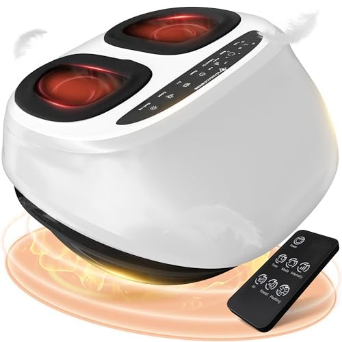 MASSAGEWERK® Premium Fußmassagegerät Elektrisch | EMS Fußmassagegerät mit Shiatsu, Vibration und Heizfunktion Verbesserte Durchblutung, Schmerzlinderung bei Fersensporn und Neuropathie | bis Größe 45