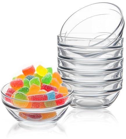 Farielyn-X 3.5in 4oz Small Glass Bowls, Mini Glass Containers, Ramekins, Prep, Pinch Bowl, Stackable Condiment Containers, for Prep, Dips, Nuts, Snacks, Candy Meal Prep Bowls, Dessert Bowls