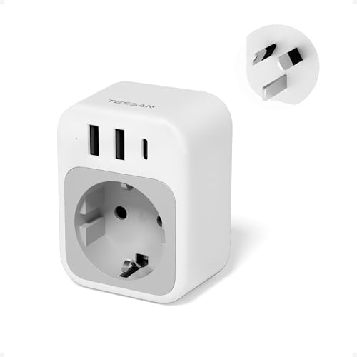 TESSAN Reiseadapter China, Adapter Australien mit 1 USB C und 2 USB A, Reisestecker Neuseeland, Steckdosenadapter Australien Adapter Steckdose, 2500 W Stromadapter Neuseeland, Argentinien
