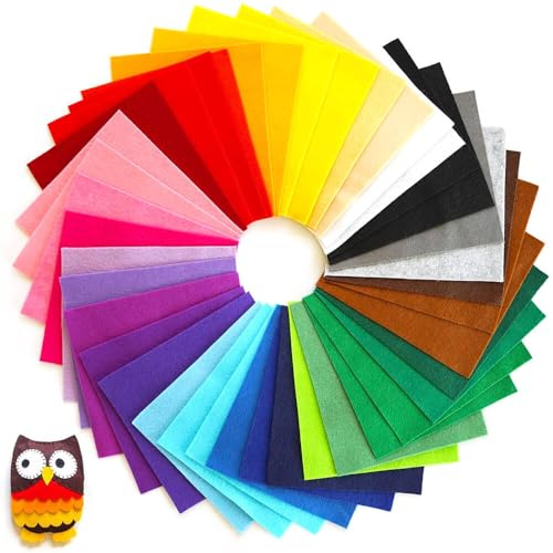 Felt Fabric Sheets, 44 Pcs A4 Size Assorted Coloured Felt Fabric Sheets Patchwork, Craftwork Sewing Patchwork for Art Crafts Toys Christmas Ornament(20 x 30 cm)