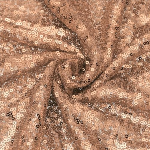 sourcing map Dark Rose Gold Sequin Fabric, by The Yard, 1 Yard Length 4.3ft Wide Sequin Velvet Fabric Shiny Sparkly Cloth for DIY Sewing, Dress, Backdrop, Tablecloth, Table Runner