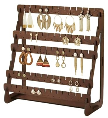 poraceous Porta Orecchini Organizer, Retrò Porta Orecchini in Legno, Espositore Orecchinis, 7 Strati Portaorecchini Appendere con 200 Fori, Supporto per Collane Anelli Bracciali e Portachiavi